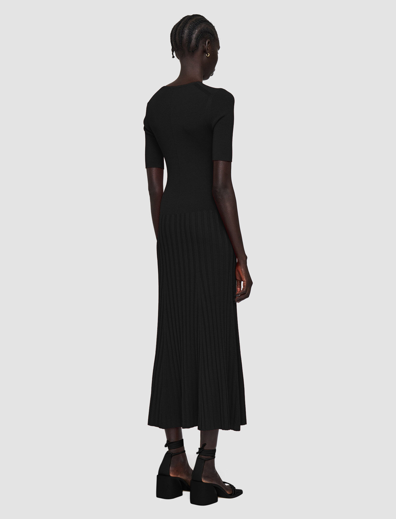 Joseph, Satiny Rib Knitted Dress, in Black